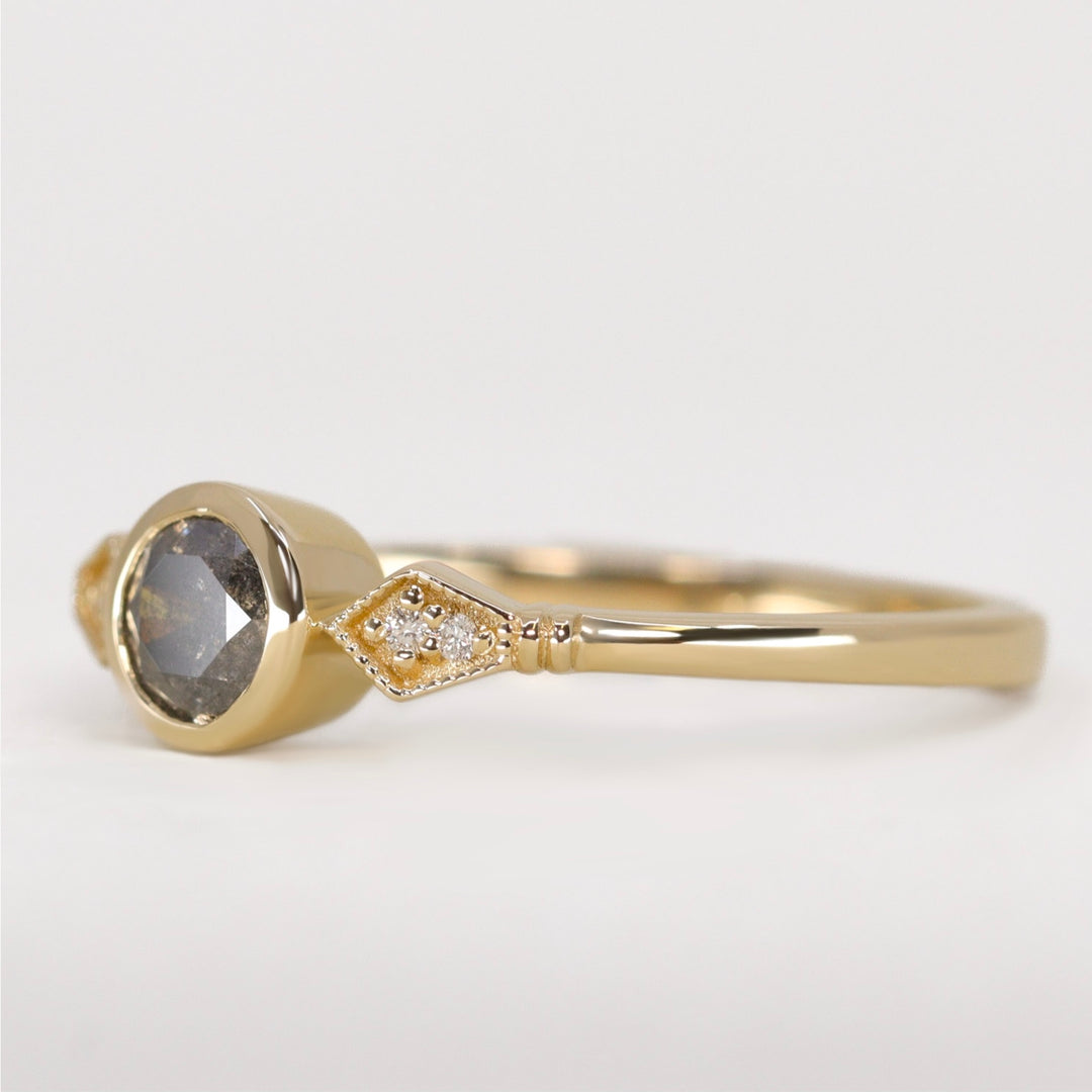 Lola - Salt & Pepper Diamond Art Deco Ring - Ready-to-Wear Engagement Rings - Ready-to-Ship