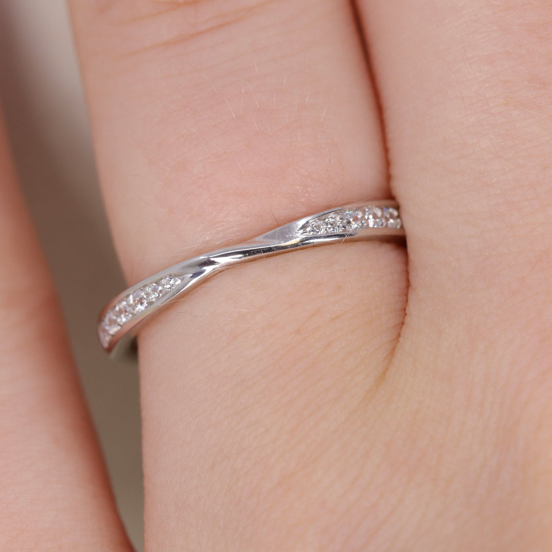 Valerie - Diamond Set Ribbon Twist Wedding Ring - Made to Order Wedding Rings - Made-to-Order