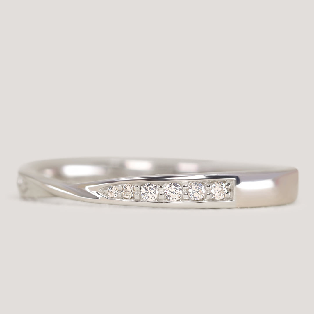 Valerie - Diamond Set Ribbon Twist Wedding Ring - Made to Order Wedding Rings - Made-to-Order
