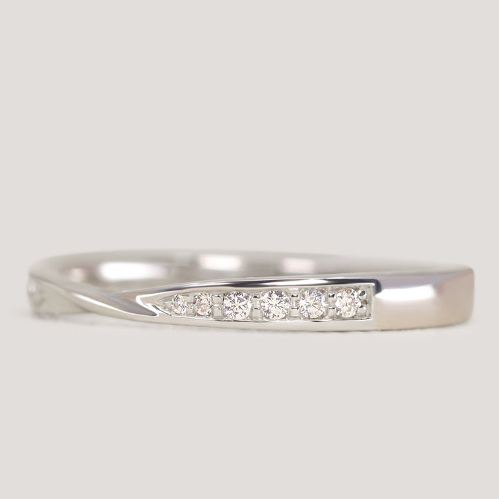 Valerie - Diamond Set Ribbon Twist Wedding Ring - Made to Order Wedding Rings - Made-to-Order