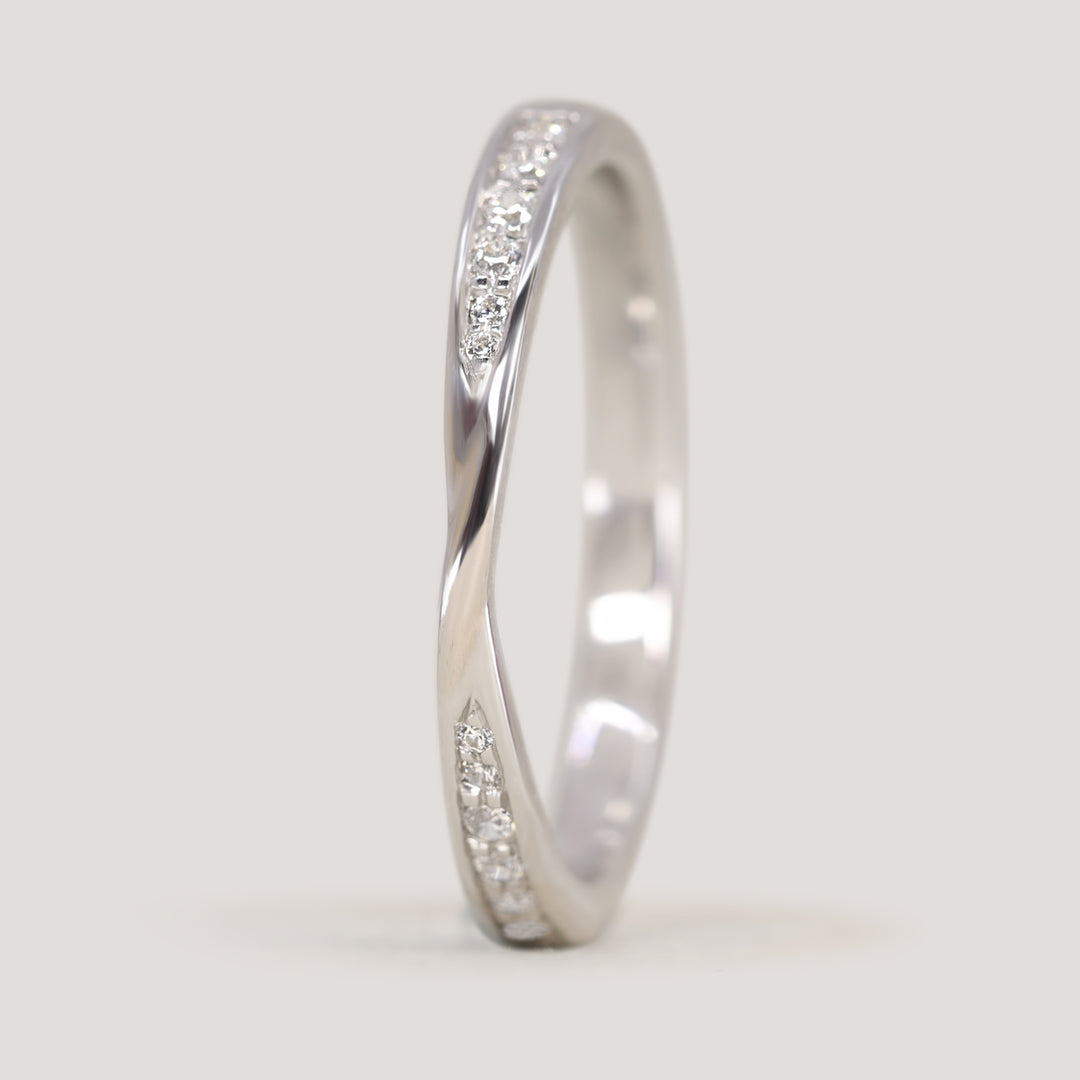Valerie - Diamond Set Ribbon Twist Wedding Ring - Made to Order Wedding Rings - Made-to-Order