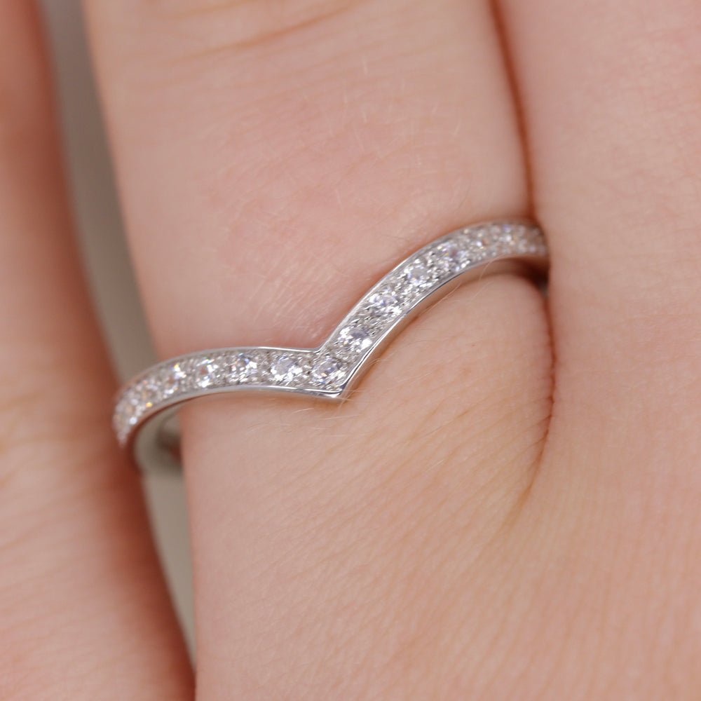 Valerie - Diamond Set Wishbone Wedding Ring - Made-to-Order Wedding Rings - Made-to-Order