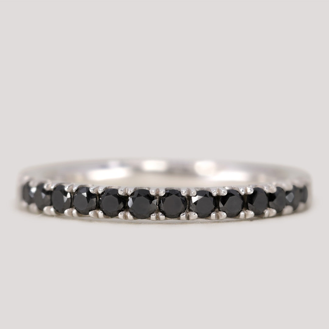 Wednesday - Round Cut Black Diamond Half Eternity Wedding Ring - Made-to-Order Wedding Rings - Made-to-Order