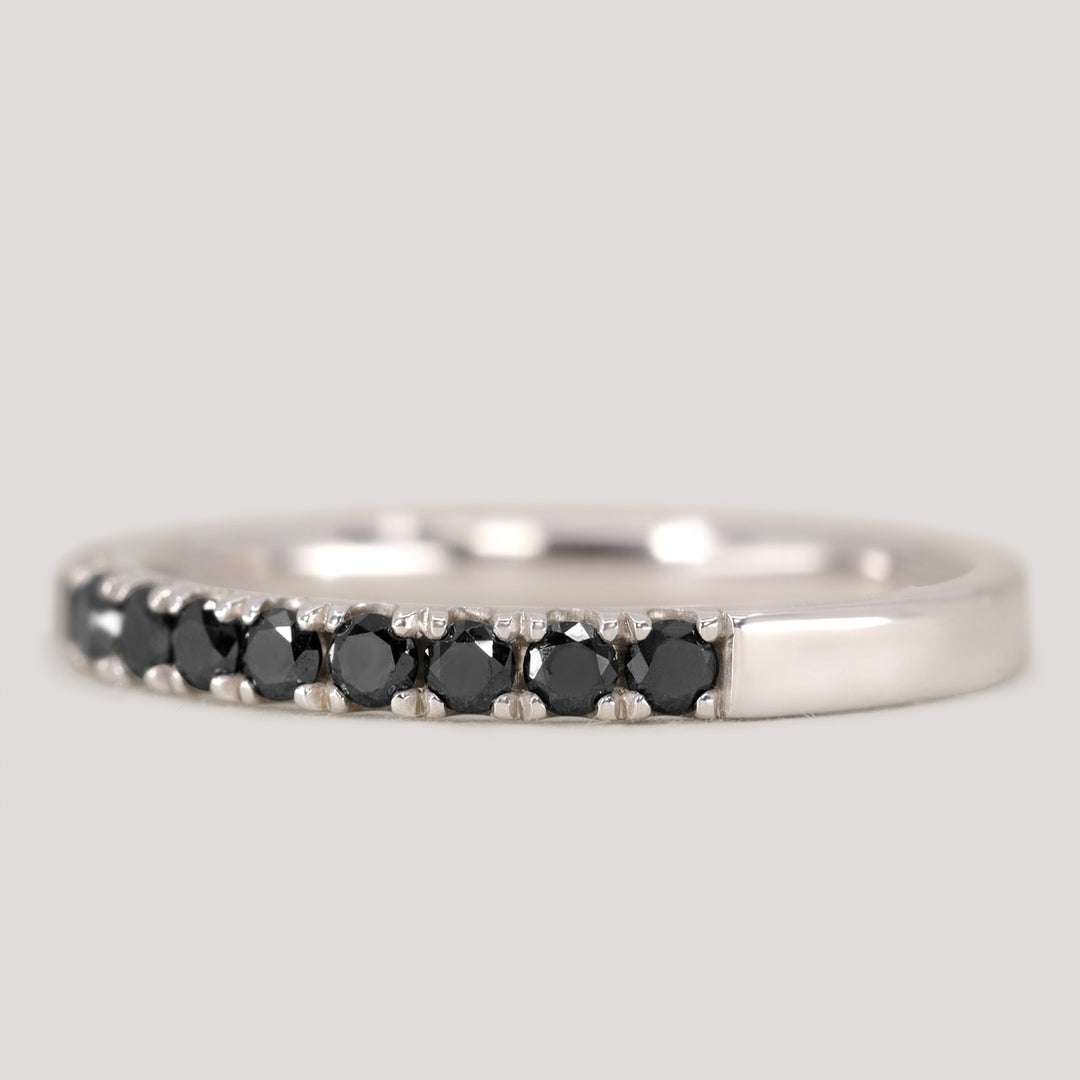 Wednesday - Round Cut Black Diamond Half Eternity Wedding Ring - Made-to-Order Wedding Rings - Made-to-Order
