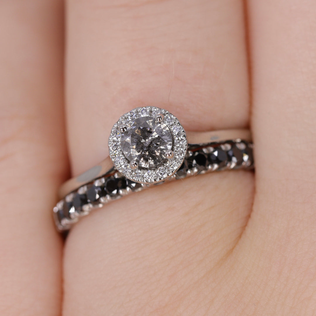 Wednesday - Round Cut Black Diamond Half Eternity Wedding Ring - Made-to-Order Wedding Rings - Made-to-Order