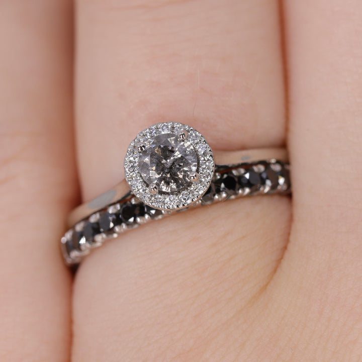 Wednesday - Round Cut Black Diamond Half Eternity Wedding Ring - Made-to-Order Wedding Rings - Made-to-Order