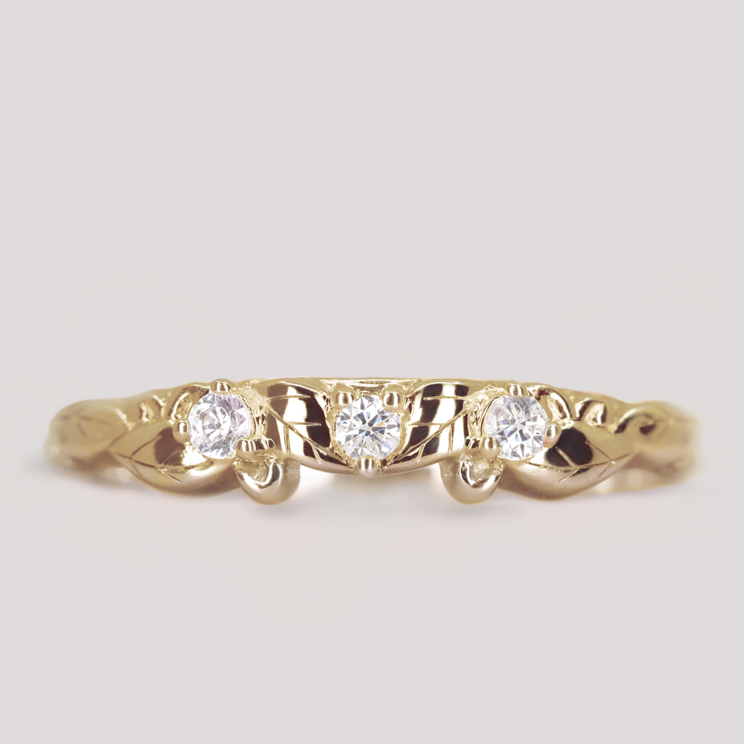 Willow - Leaf/Vine Detail Diamond Set Wedding Ring - Made-To-Order Wedding Rings - Made-to-Order