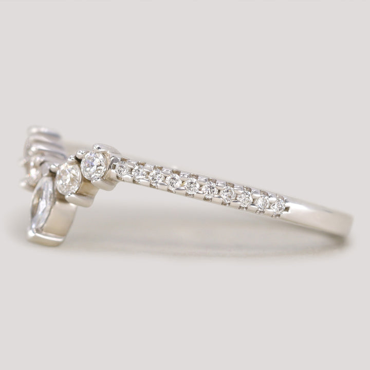 Winnie - Marquise Diamond Petite Tiara Wedding Ring with Diamond Set Shoulders - Made-to-Order Wedding Rings - Made-to-Order