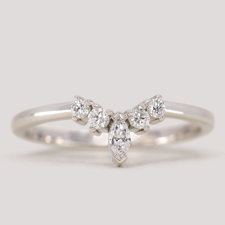 Winnie - Marquise Petite Tiara Style Diamond Wedding Ring - Made-To-Order Wedding Rings - Made-to-Order