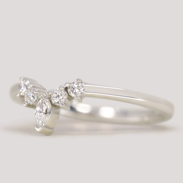 Winnie - Marquise Petite Tiara Style Diamond Wedding Ring - Made-To-Order Wedding Rings - Made-to-Order