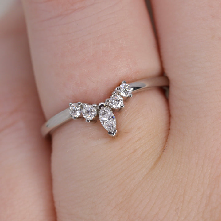 Winnie - Marquise Petite Tiara Style Diamond Wedding Ring - Made-To-Order Wedding Rings - Made-to-Order