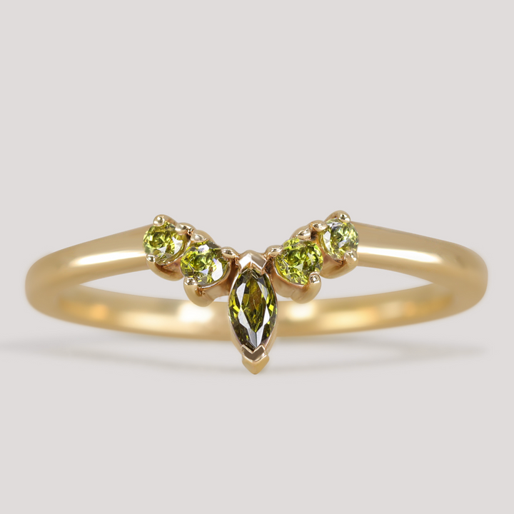 Winnie - Marquise Petite Tiara Style Green Sapphire Ring - Made-To-Order Wedding Rings - Made-to-Order