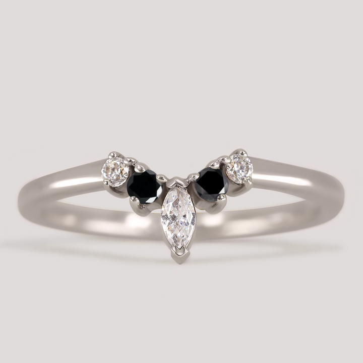 Winnie - Marquise Diamond and Coloured Gemstone Petite Tiara Style Wedding Ring - Made-To-Order Wedding Rings - Made-to-Order