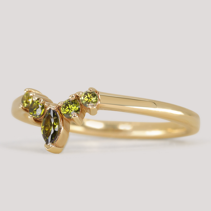 Winnie - Marquise Petite Tiara Style Green Sapphire Ring - Made-To-Order Wedding Rings - Made-to-Order