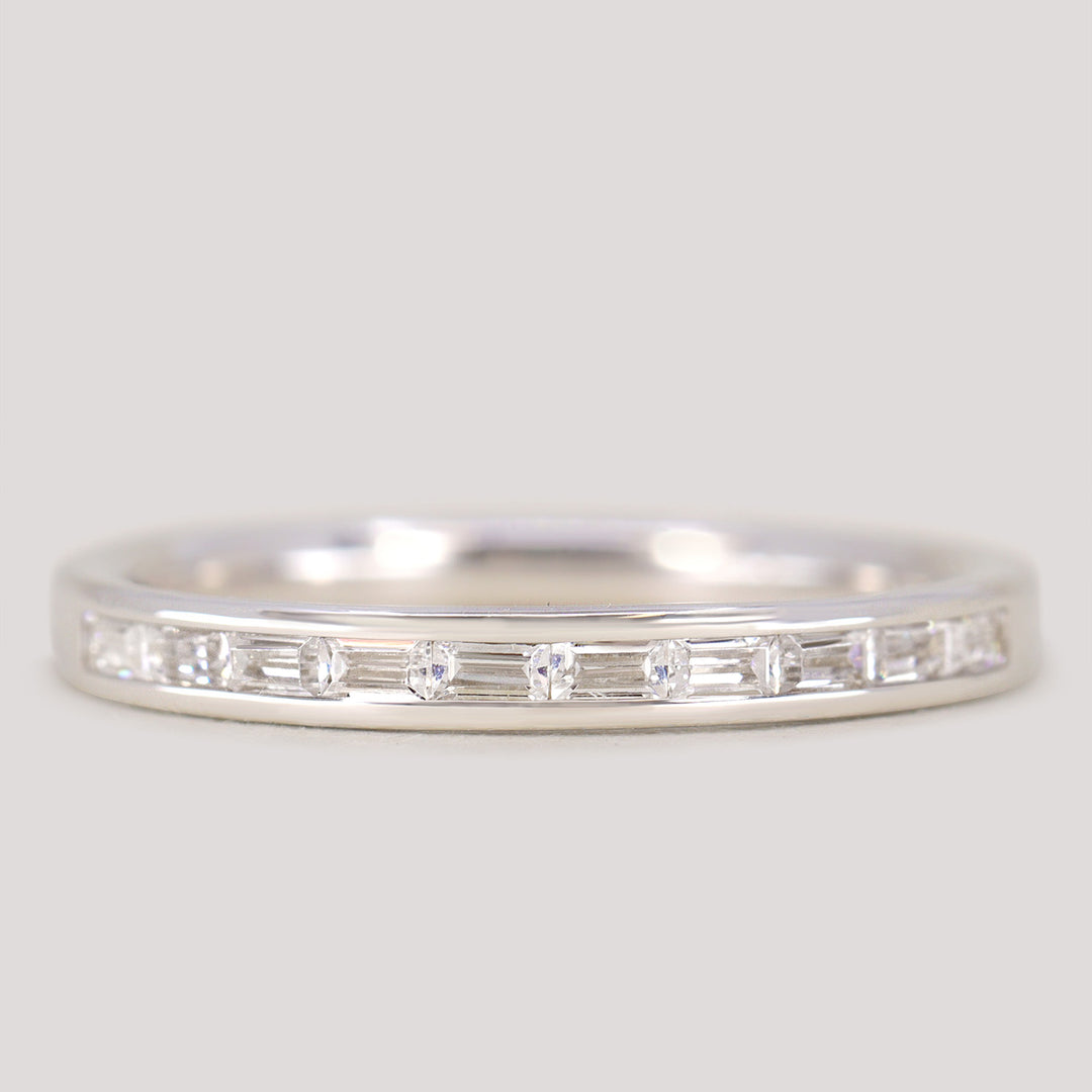 Zara - Channel Set Baguette Diamond Half Eternity Wedding Ring - Made-to-Order Wedding Rings - Made-to-Order