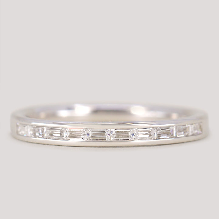 Zara - Channel Set Baguette Diamond Half Eternity Wedding Ring - Made-to-Order Wedding Rings - Made-to-Order