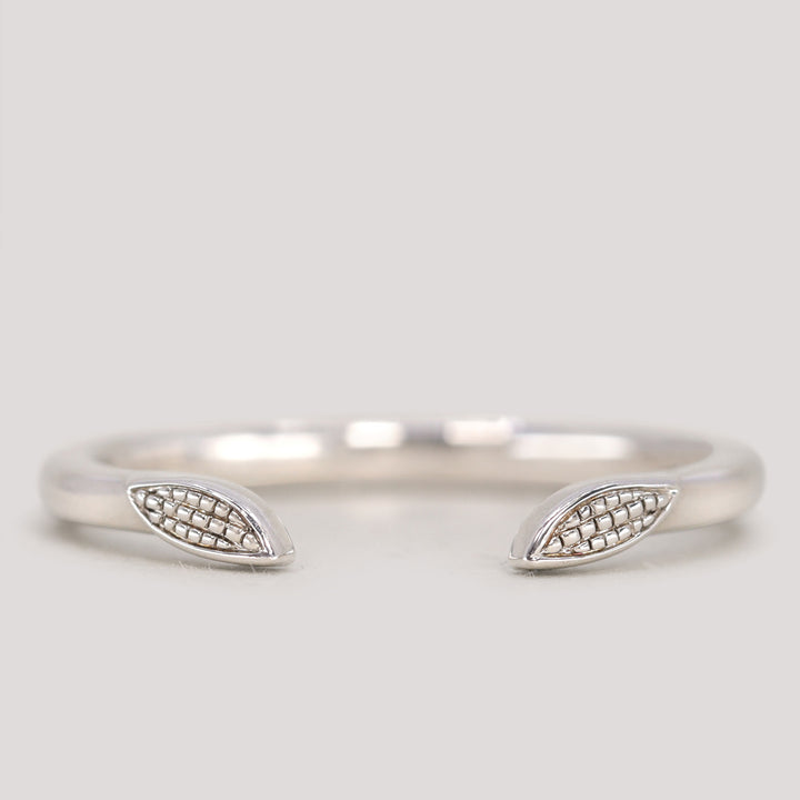 Zoey Cuff - Art Deco Beaded Leaf Open Wedding Ring - Made-to-Order Wedding Rings - Made-to-Order