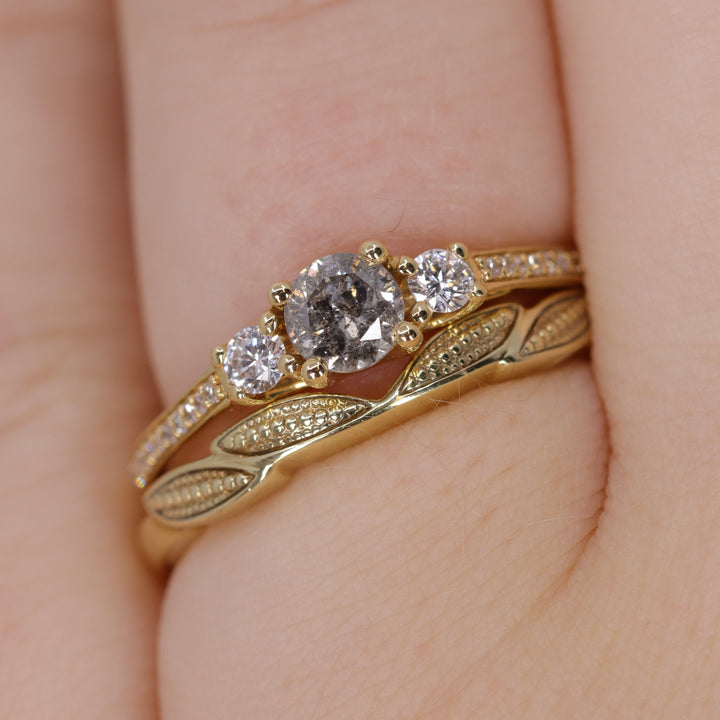 Zoey - Beaded Floral Wedding Ring - Ready-To-Wear Wedding Rings - Ready-to-Ship