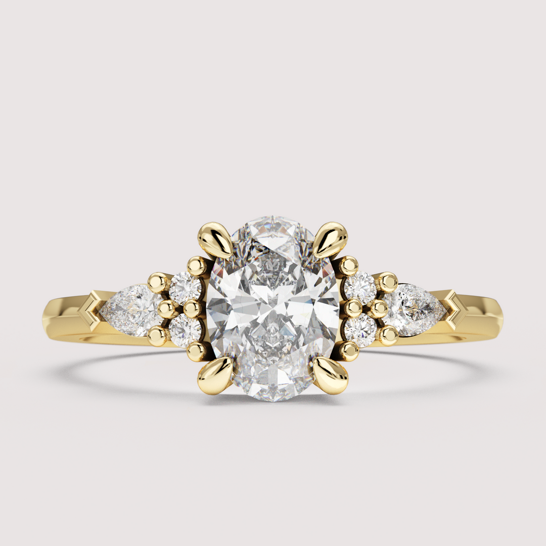 Alana - Oval Cut Floral Cluster Engagement Ring Setting