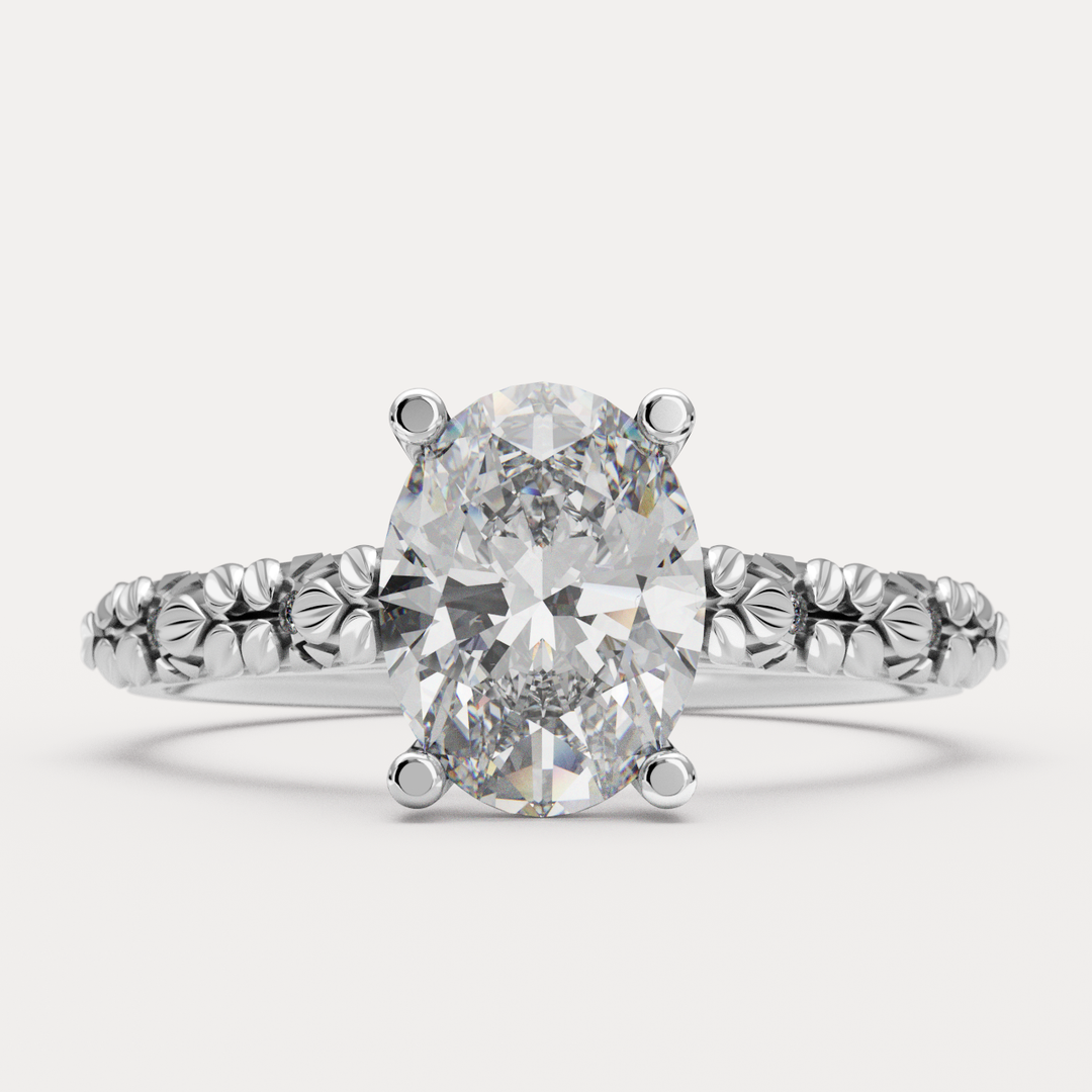 Bethan - Floral Oval Cut Lab Grown Diamond Engagement Ring Engagement Rings - Made-to-Order