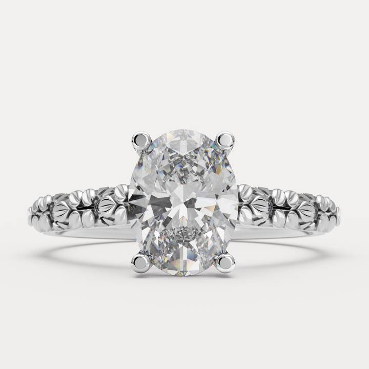 Bethan - Floral Oval Cut Lab Grown Diamond Engagement Ring Engagement Rings - Made-to-Order