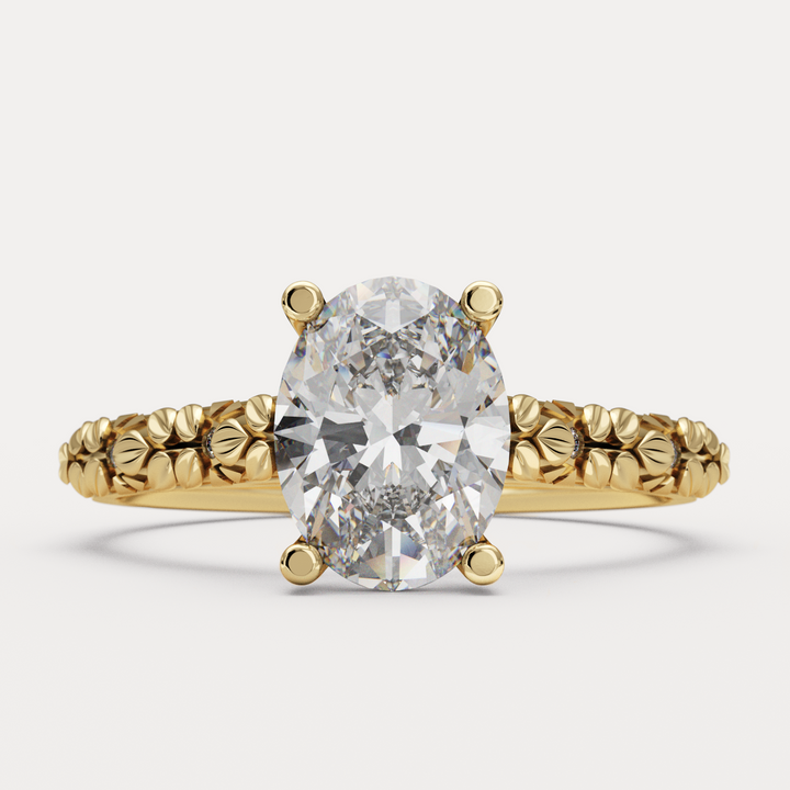 Bethan - Floral Oval Cut Lab Grown Diamond Engagement Ring Engagement Rings - Made-to-Order