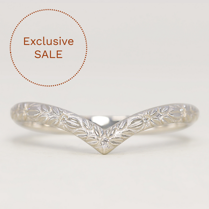 Bethan - Wishbone Vintage Style Patterned Diamond Set Half Eternity Wedding Band - Made-to-Order Wedding Rings - Made-to-Order