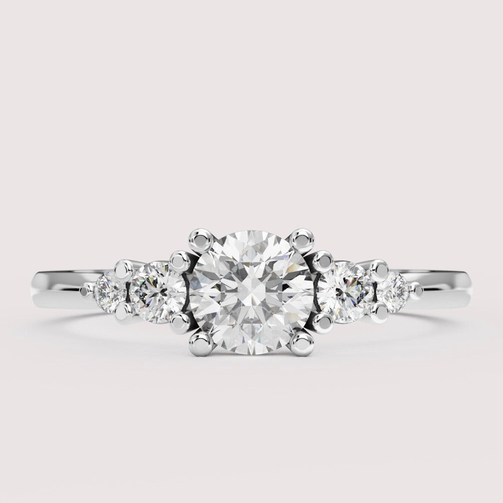 Caitlin - Round Cut 5 Stone Engagement Ring Setting