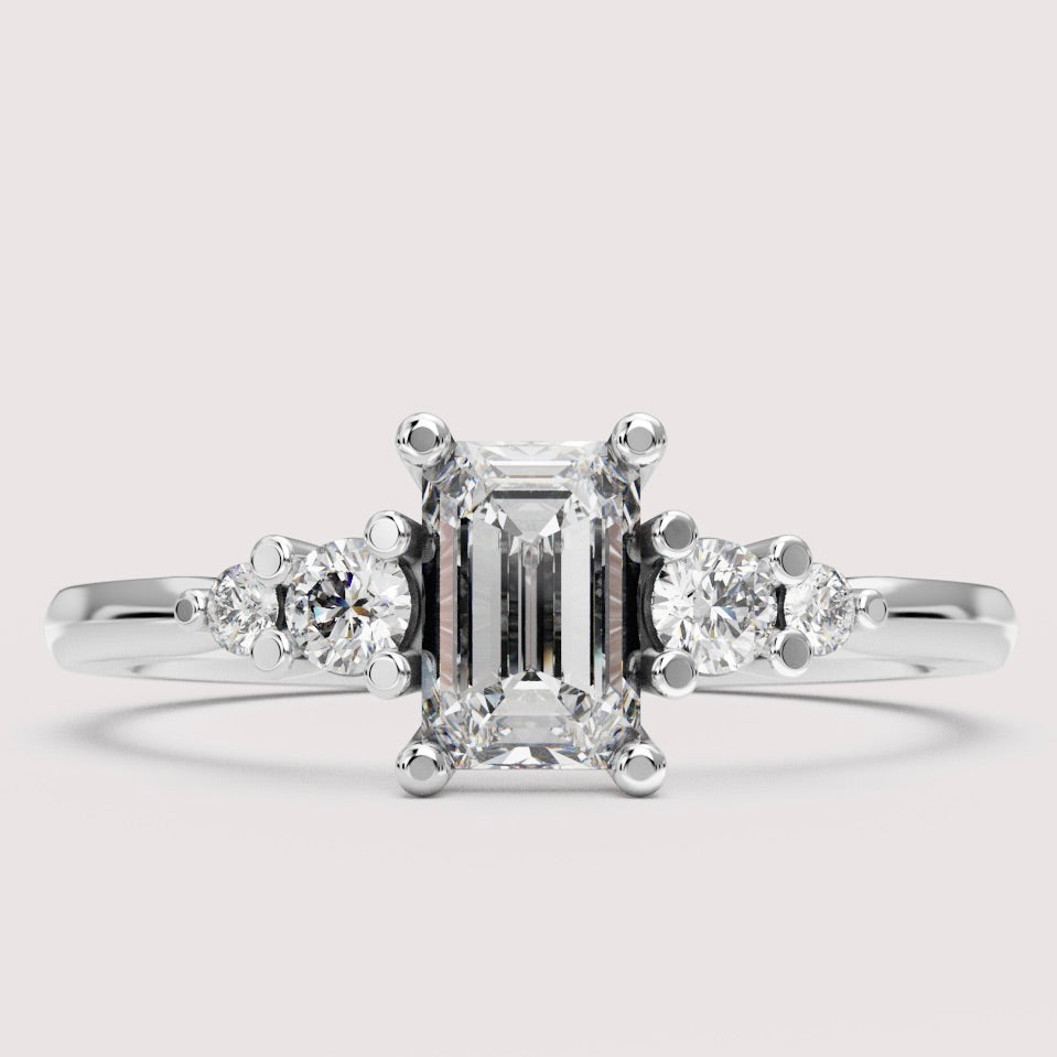 Caitlin - Emerald Cut 5 Stone Engagement Ring Setting