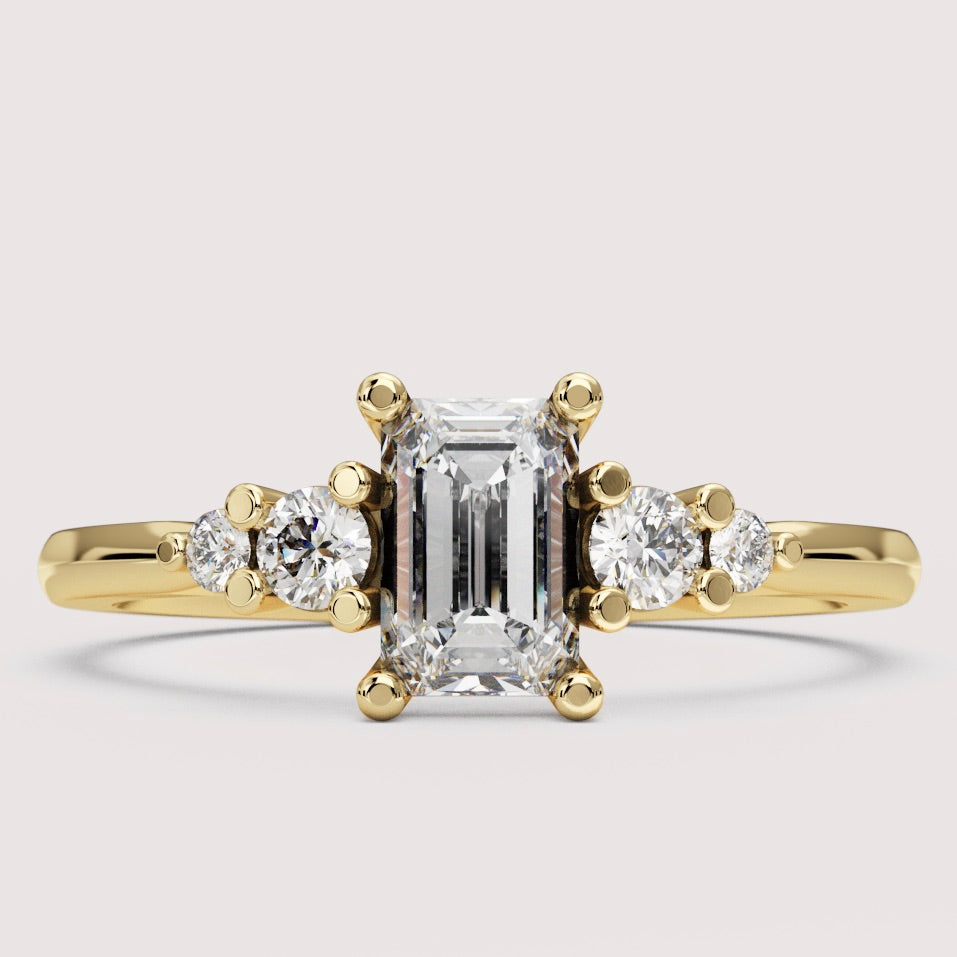 Caitlin - Emerald Cut 5 Stone Engagement Ring Setting
