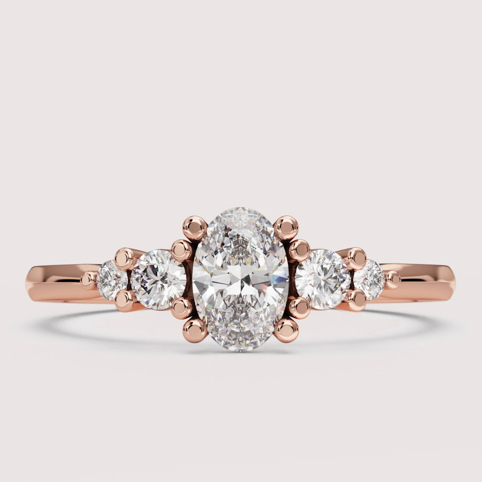 Caitlin - Oval Cut 5 Stone Engagement Ring Setting