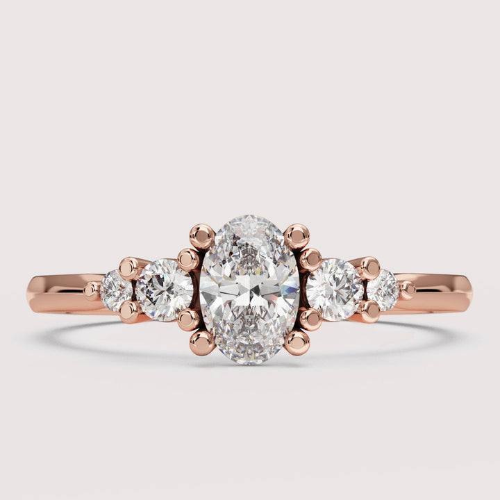 Caitlin - Oval Cut 5 Stone Engagement Ring Setting