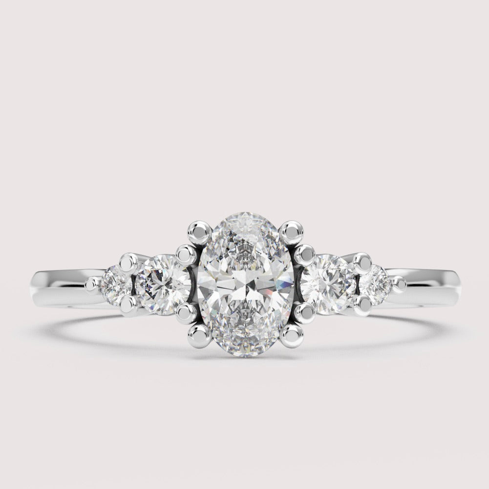 Caitlin - Oval Cut 5 Stone Engagement Ring Setting