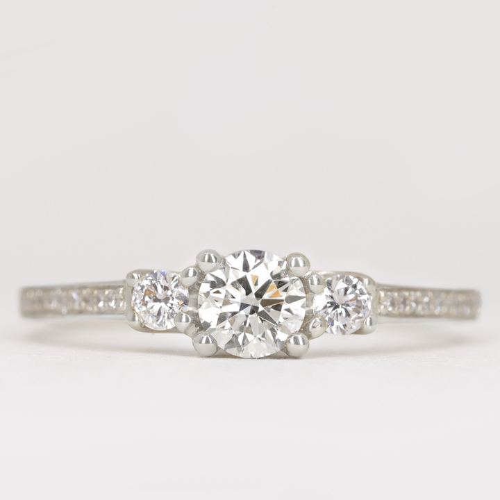 Callie - Round Brilliant Cut Lab Grown Diamond Delicate Trilogy Engagement Ring Engagement Rings - Made-to-Order