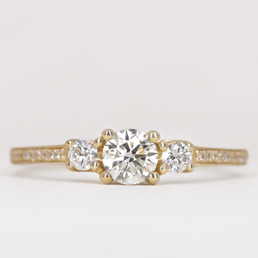 Callie - Round Brilliant Cut Lab Grown Diamond Delicate Trilogy Engagement Ring Engagement Rings - Made-to-Order