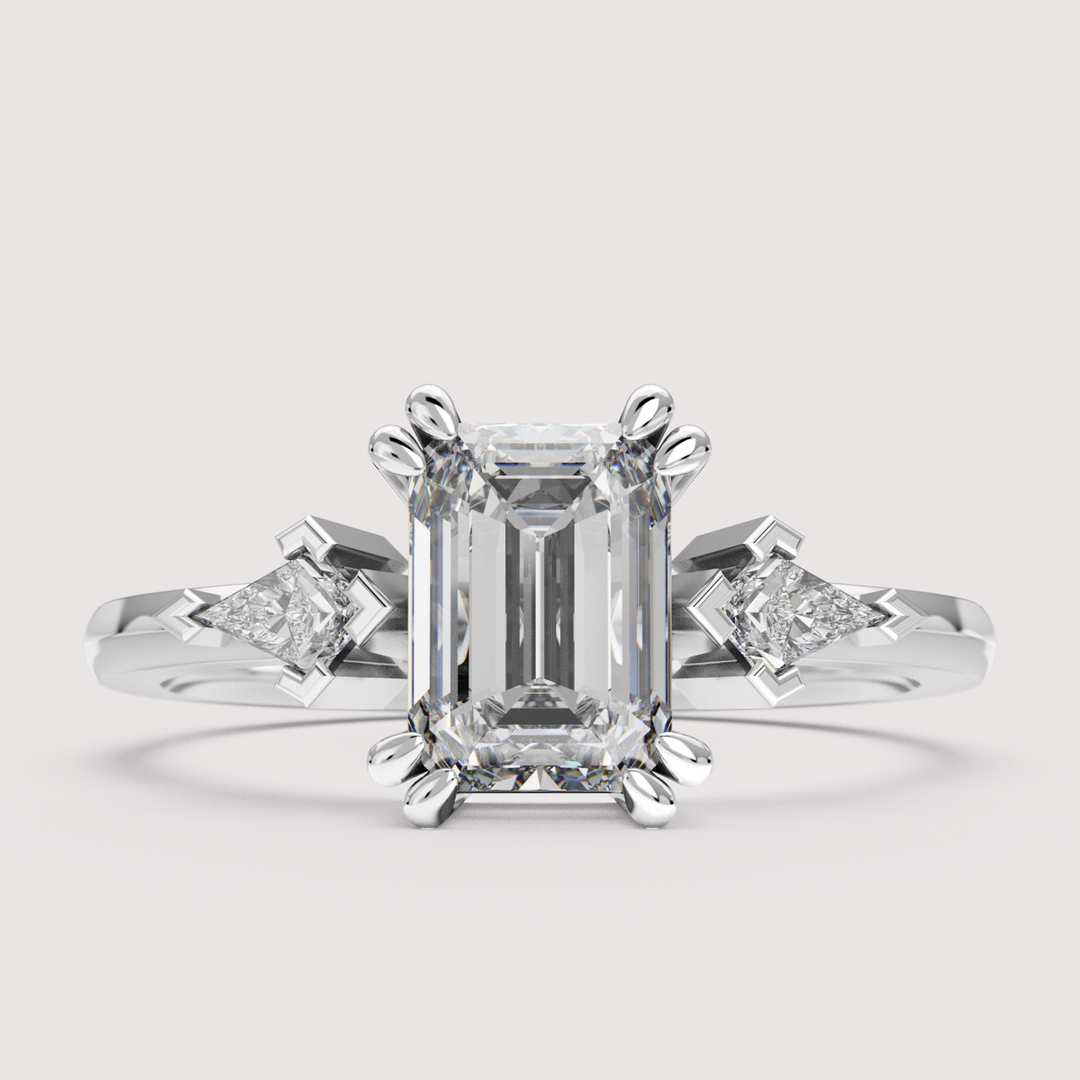 Dahlia - Emerald Cut Trilogy Engagement Ring Setting