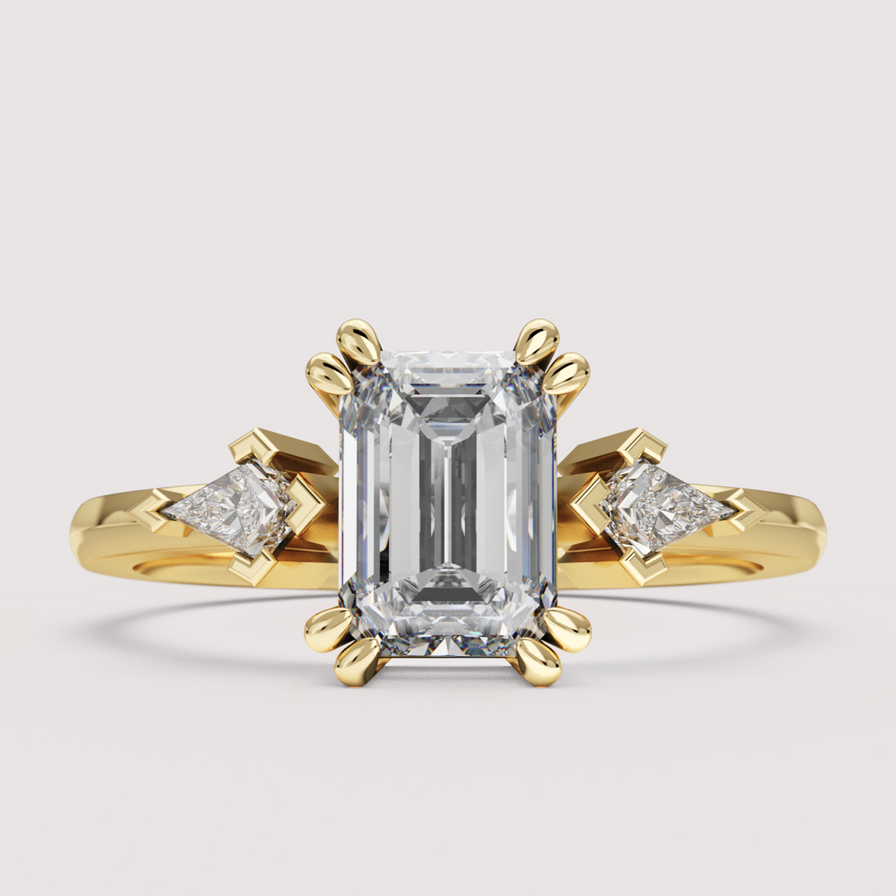 Dahlia - Emerald Cut Trilogy Engagement Ring Setting