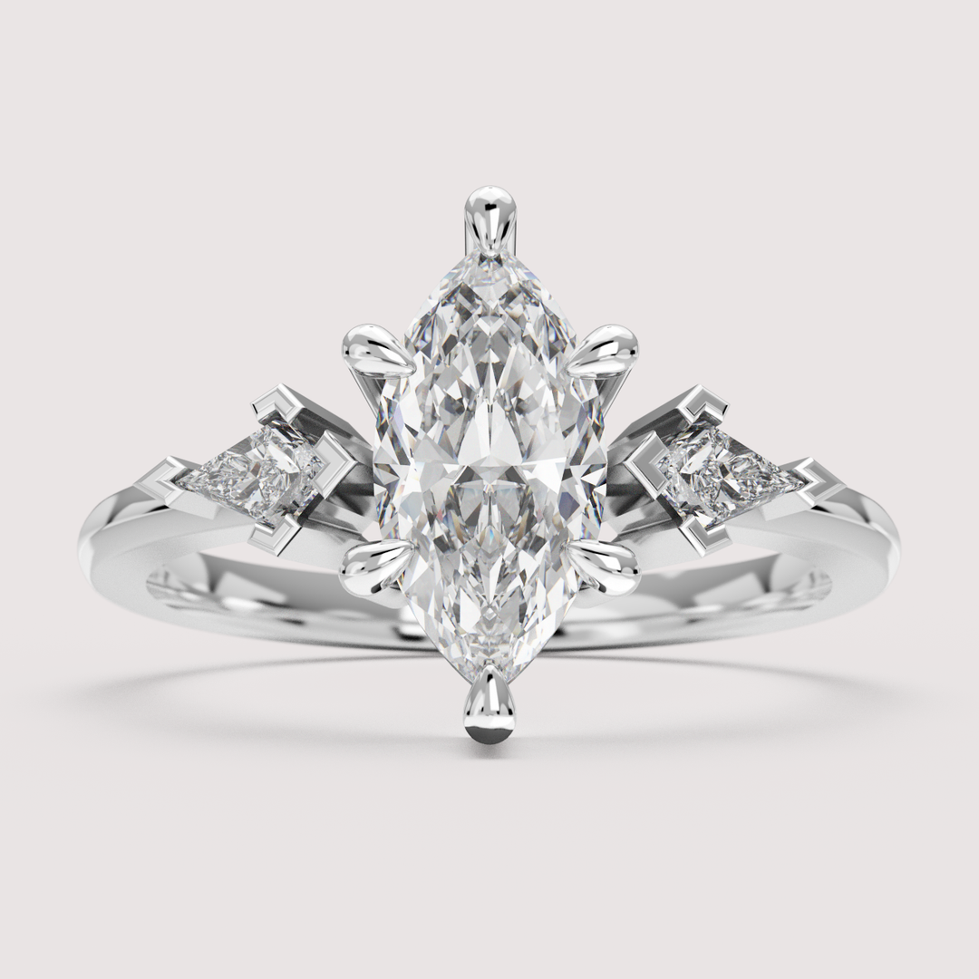 Dahlia - Marquise Cut Trilogy Engagement Ring Setting