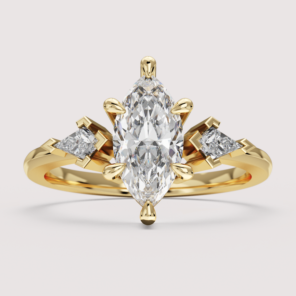 Dahlia - Marquise Cut Trilogy Engagement Ring Setting