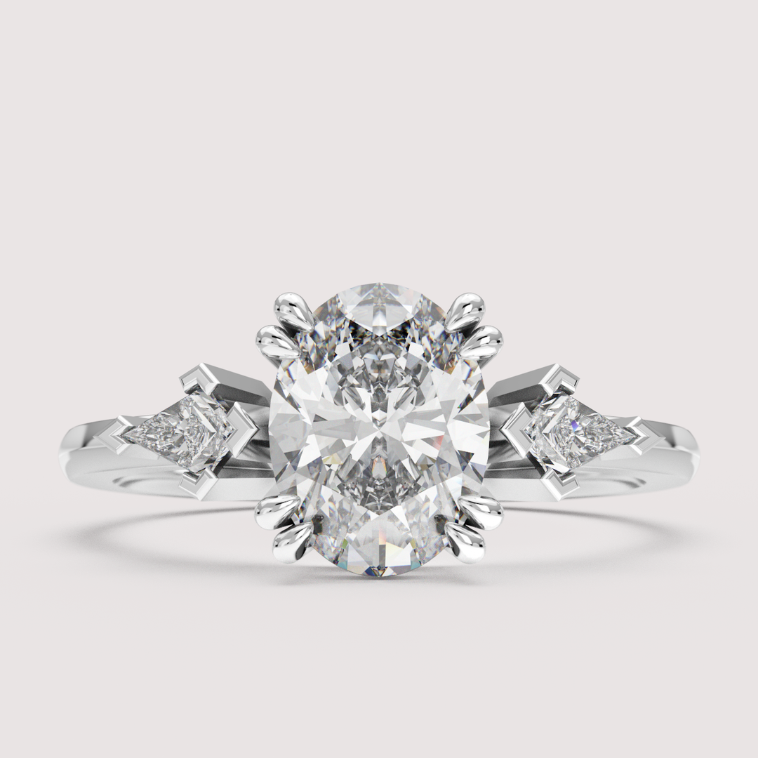 Dahlia - Oval Cut Trilogy Engagement Ring Setting