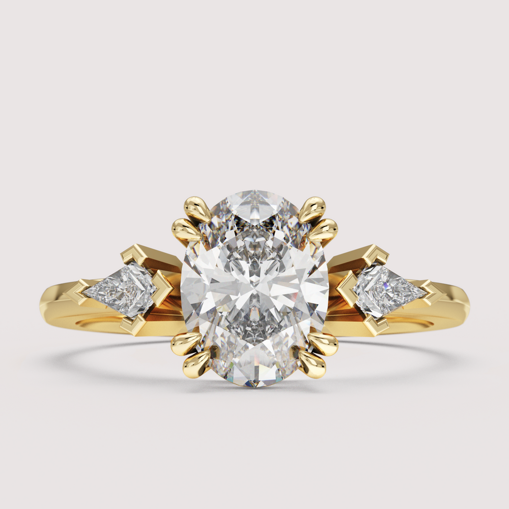 Dahlia - Oval Cut Trilogy Engagement Ring Setting