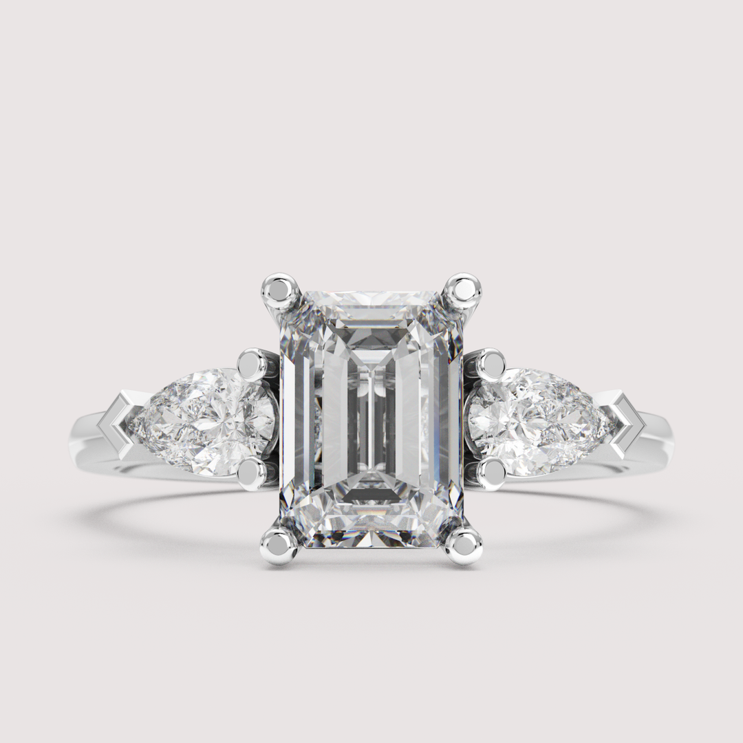 Daphne - Emerald Cut Trilogy Engagement Ring Setting