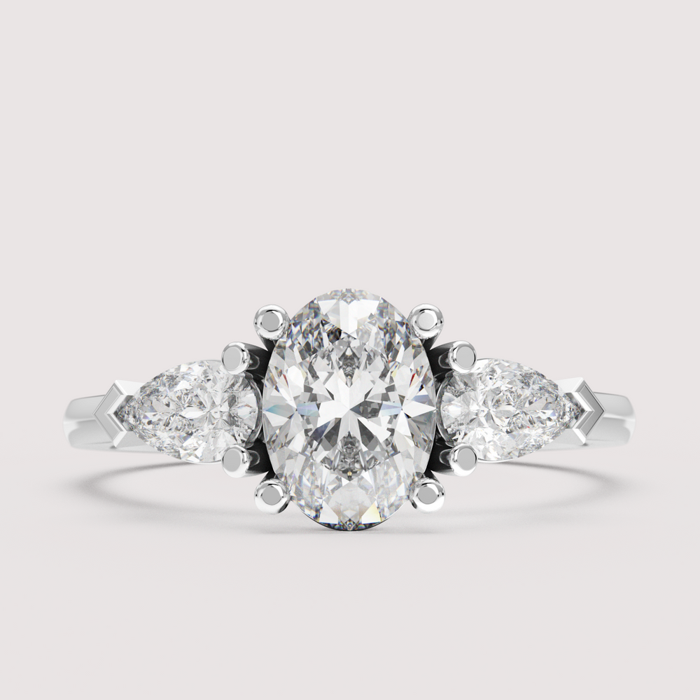 Daphne - Oval Cut Trilogy Engagement Ring Setting