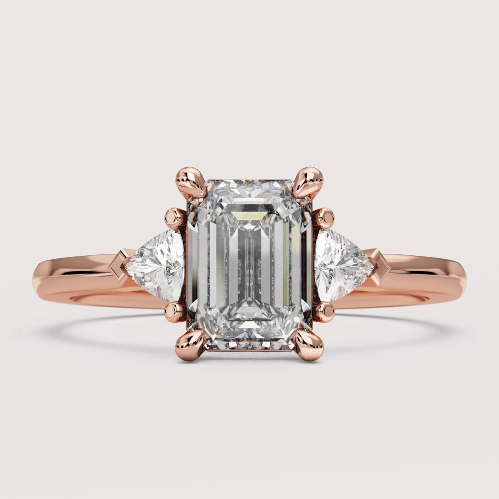 Delphine - Emerald Cut Trilogy Engagement Ring Setting
