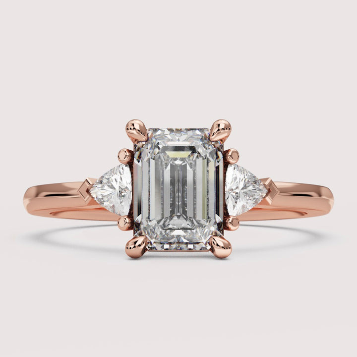 Delphine - Emerald Cut Trilogy Engagement Ring Setting