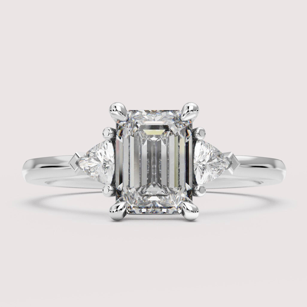 Delphine - Emerald Cut Trilogy Engagement Ring Setting