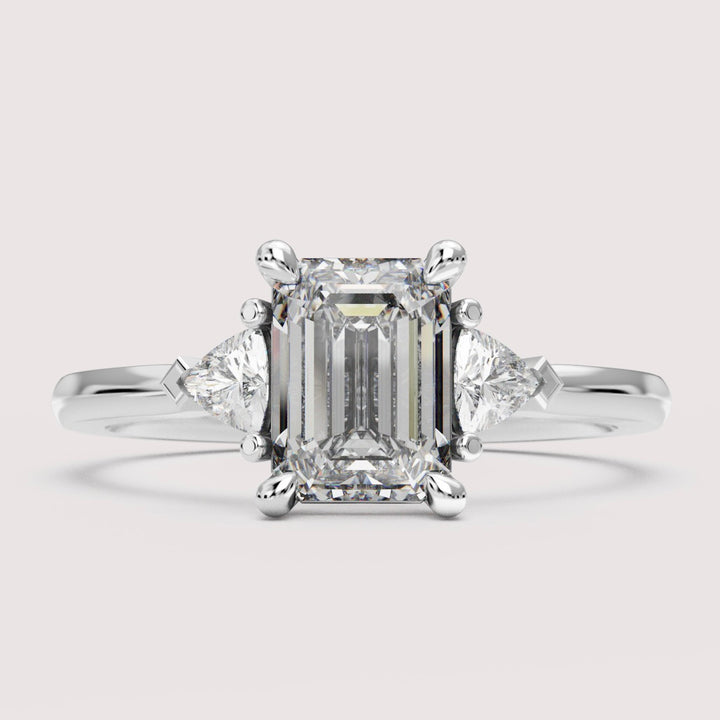 Delphine - Emerald Cut Trilogy Engagement Ring Setting