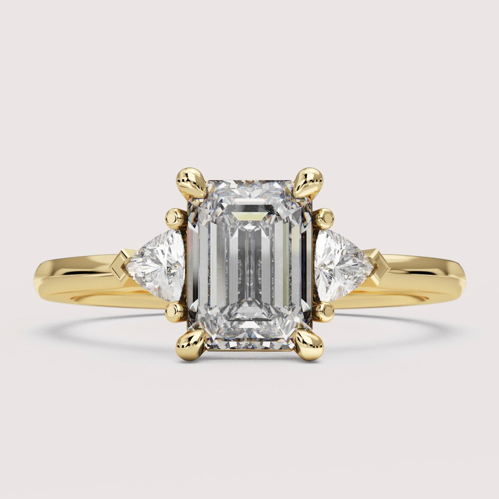 Delphine - Emerald Cut Trilogy Engagement Ring Setting