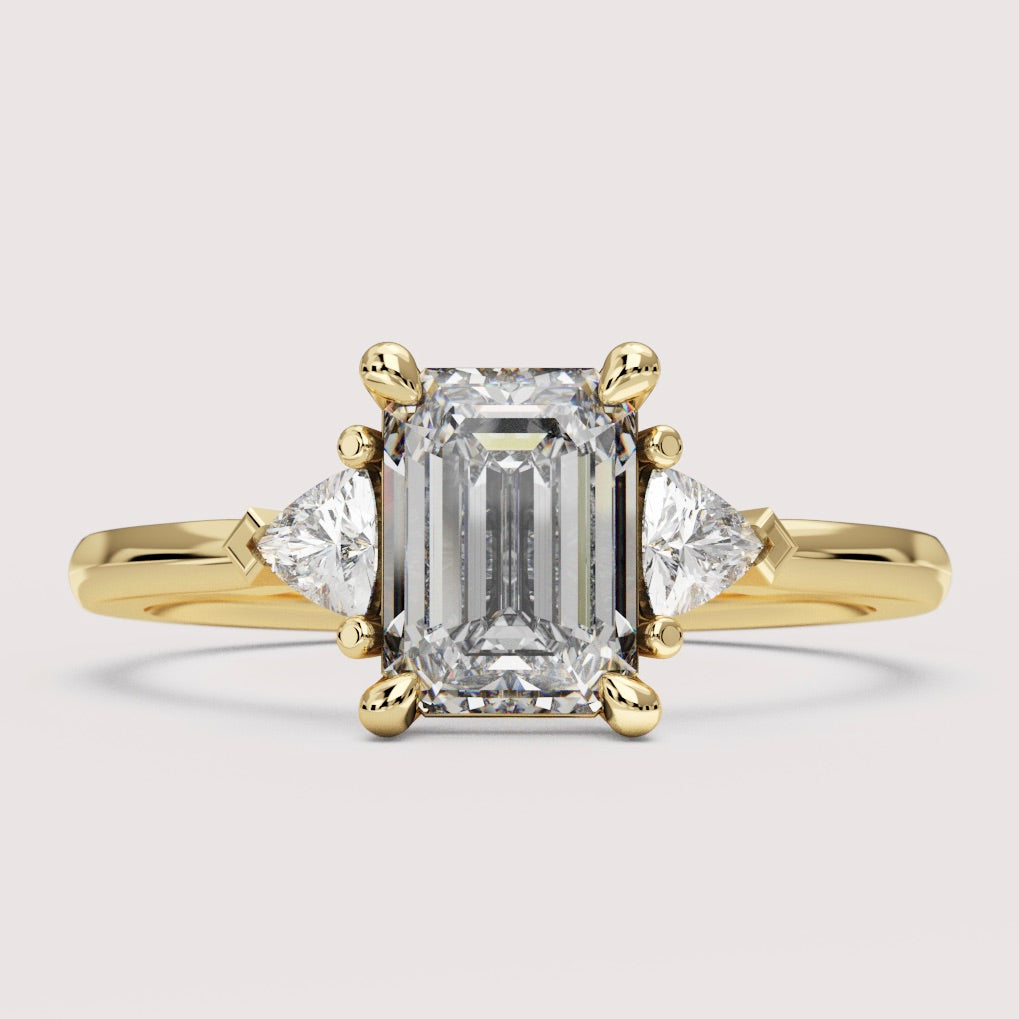 Delphine - Emerald Cut Trilogy Engagement Ring Setting