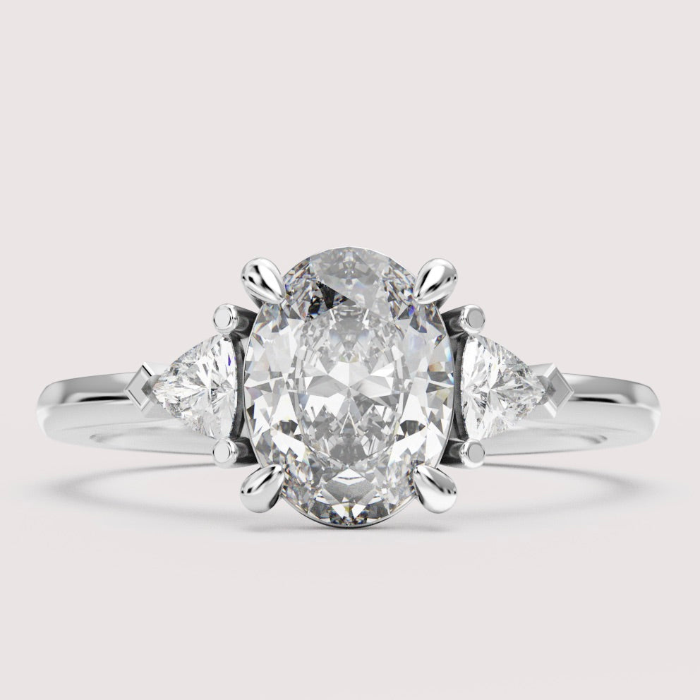 Delphine - Oval Cut Trilogy Engagement Ring Setting